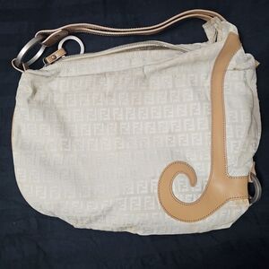 Fendi Cream and Tan Women's Oyster Bag